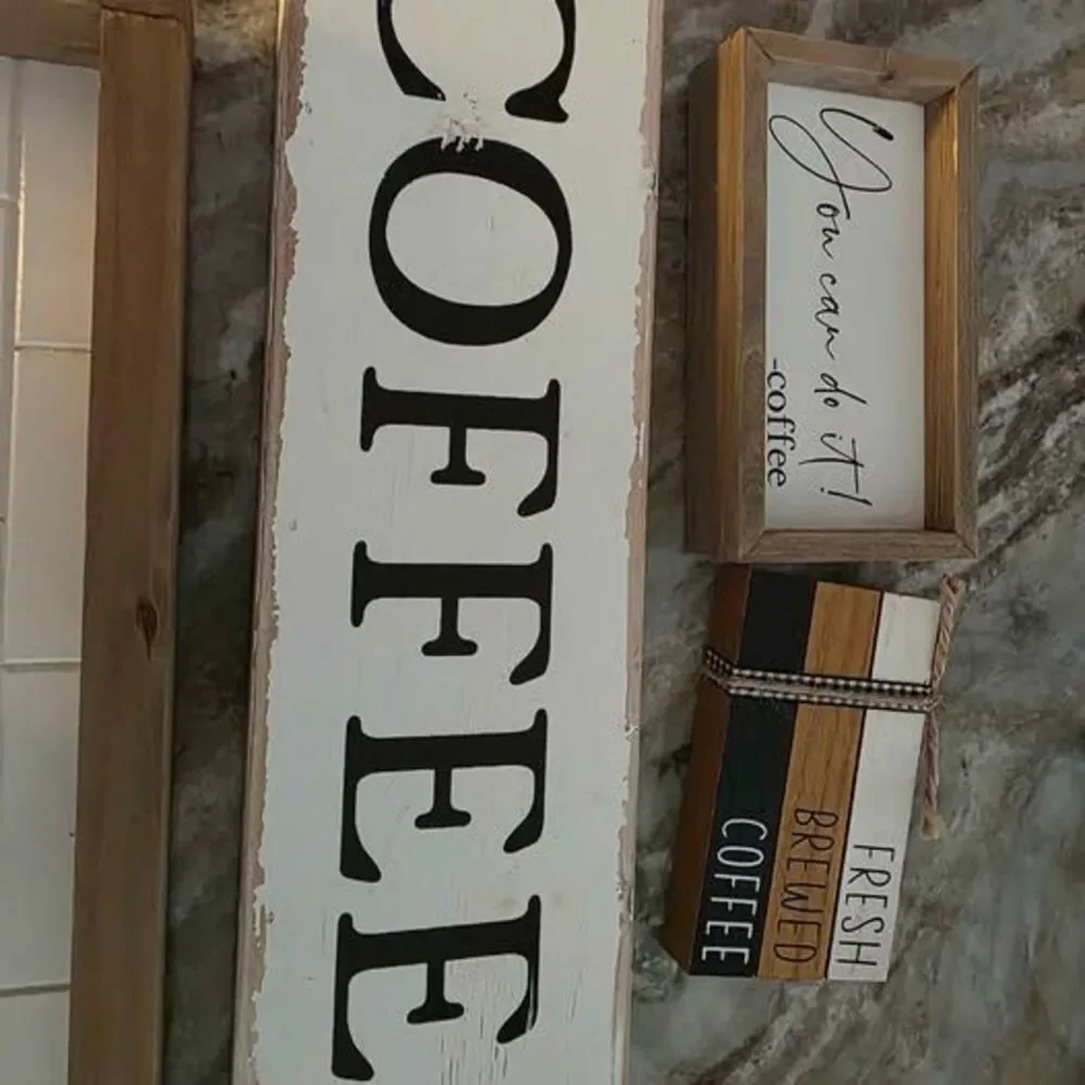 Coffee Bar Decor Set with Mug Tree and Signs